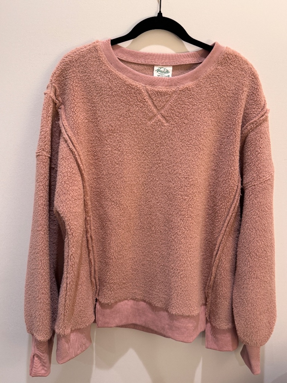 NewView  contrast ribbed teddy sherpa sweatshirt medium